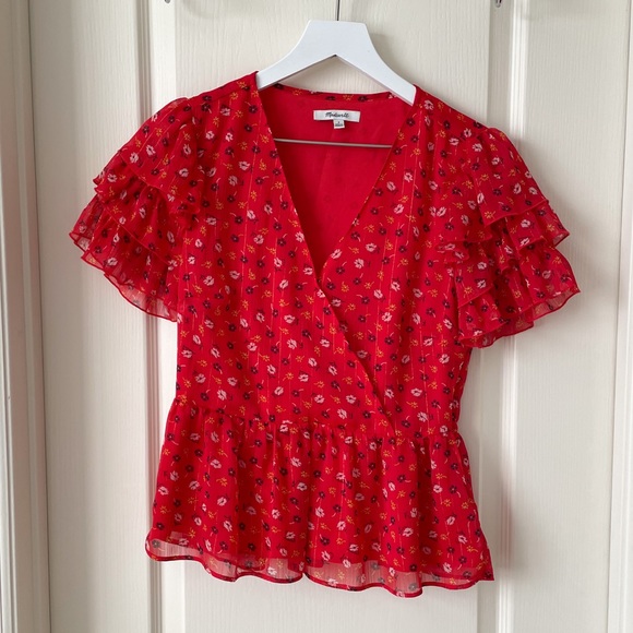 madewell tiered sleeve peplum top